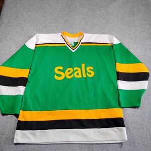 Pro Athletic California Golden Seals Hockey Jersey Men XL Green Vintage USA Made